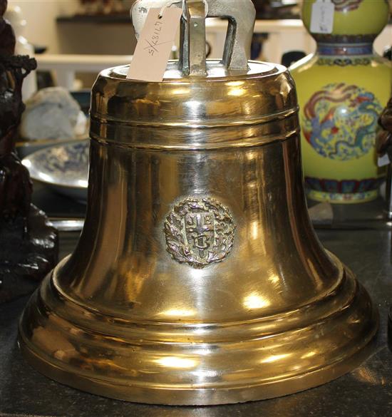 A large cast bronze ships bell, 14ins